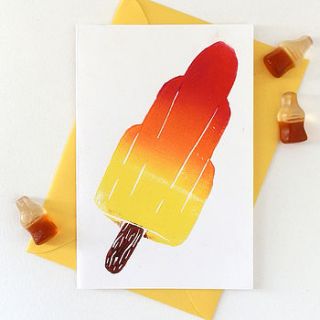 rocket ice lolly linocut card by woah there pickle