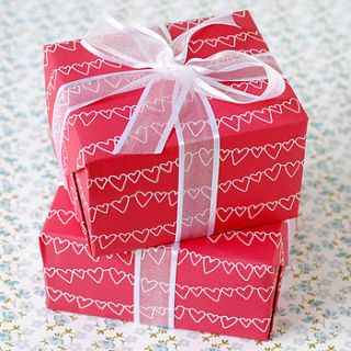 recycled red & white heart wrapping paper set by the green gables