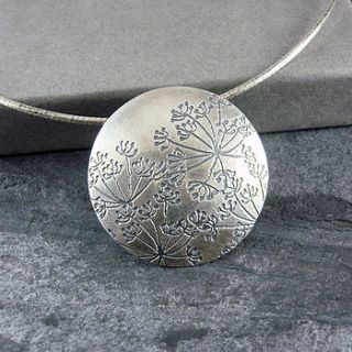 handmade cow parsley silver disc pendant by camali design