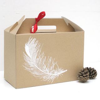 screen printed feather gift box by rolfe&wills