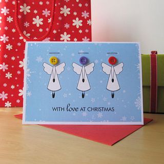button angel christmas card by mrs l cards