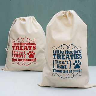 personalised pet treat storage bag by sparks clothing