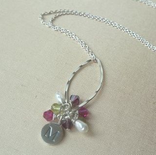 gemstone cluster and silver letter necklace by jo and jack jewellery