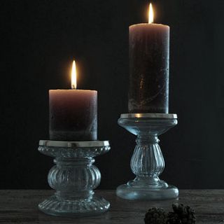 glass pillar candlesticks by primrose & plum