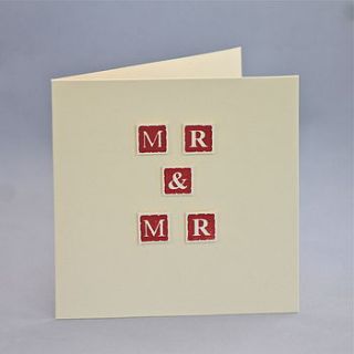 handmade 'mr and mr' wedding card by chapel cards