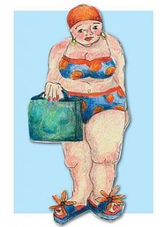 'swimmer with beach bag' greetings card by clare carter designs