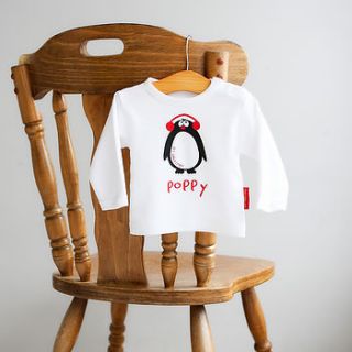 personalised 'penguin' 1st christmas t shirt by jack spratt baby
