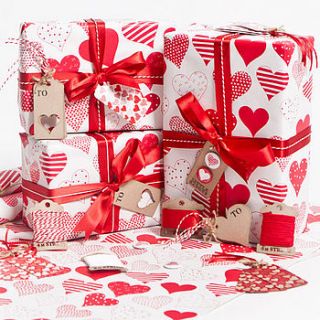 red hearts white wrapping paper by sophia victoria joy