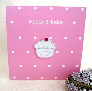 hand embroidered cupcake birthday card by sabah designs