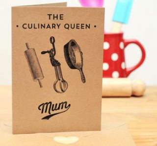 the culinary queen greetings card for mum by papergravy