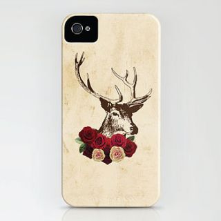 stag and roses iphone case by vintage loves roses