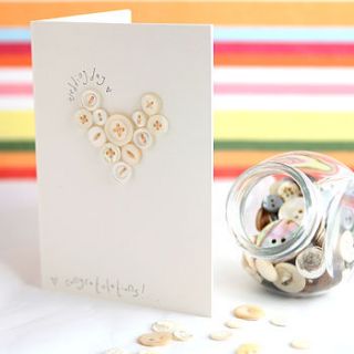 handmade wedding button heart card by button it