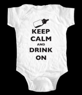 Keep Calm and Drink On baby onesie infant clothing (White 6 Months Onesie) Clothing
