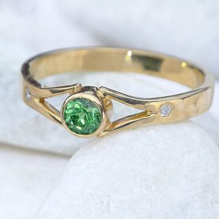 tsavorite & diamond ring in 18ct gold by lilia nash jewellery