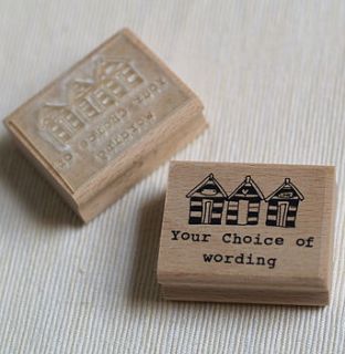 beach huts personalised rubber stamp by pretty rubber stamps