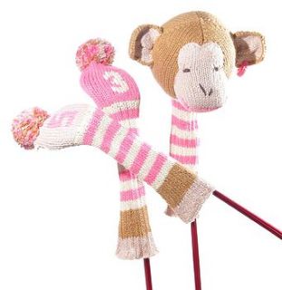 monkey knitted golf club cover set by chunkichilli