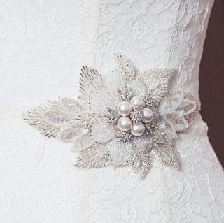 lily beaded flower wedding sash by debbie carlisle