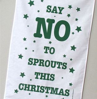 say no to sprouts this christmas tea towel by edamay