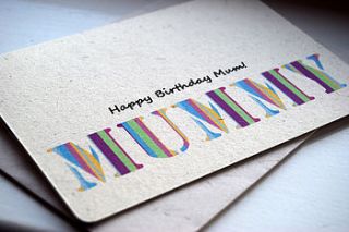 personalised printed word card by ruby wren designs