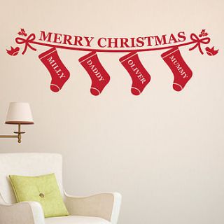 personalised christmas stockings wall sticker by megan claire