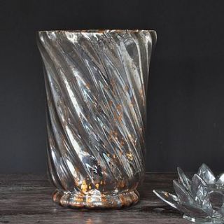 antique silver twist hurricane lantern/vase by primrose & plum