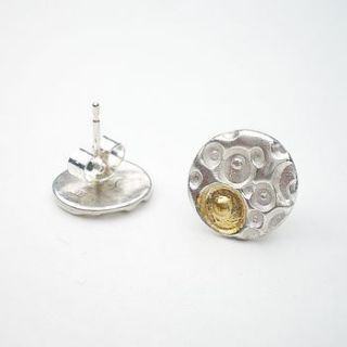 coral silver and gold stud earrings by ali bali jewellery