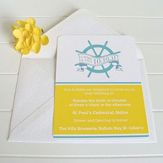 personalised nautical wedding invitation by doodlelove