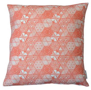 hexie doodle cushion   coral by grace & favour home