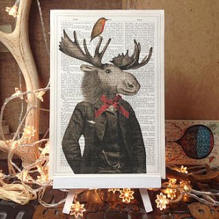 gentleman moose and robin dictionary print by roo abrook