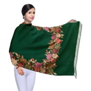 Semi Pashmina Embroidered Wool Scarf for Her