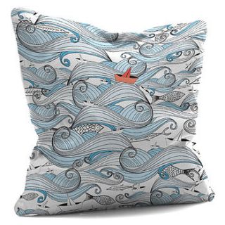 'riding the waves' cushion by karen miller @ devon driftwood designs