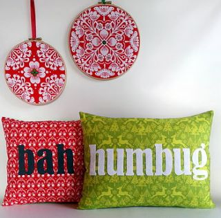 'bah humbug' christmas cushions by kindred rose