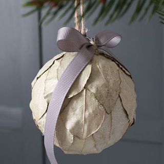 a box of four handmade oleaster leaf baubles by ebury home & garden