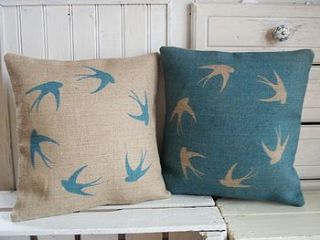 ' soaring swallows ' cushion by rustic country crafts