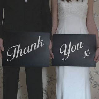 'thank you' wedding sign props by nutmeg signs