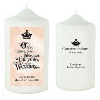 fairytale wedding personalised wedding candle by sleepyheads