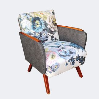 1950's floral upholstered box chair by hickey and dobson