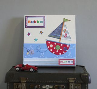personalised boys sailing boat canvas by constantine jo