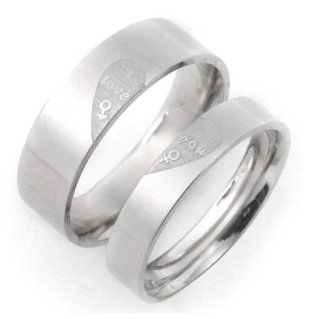 His & Hers Matching Set 6mm/4mm Your Half Heart and My Half Heart Titanium Couple Wedding Band Set (Available Sizes 6mm 7 to 10 & 4mm 5 to 8) Please E mail Sizes Jewelry