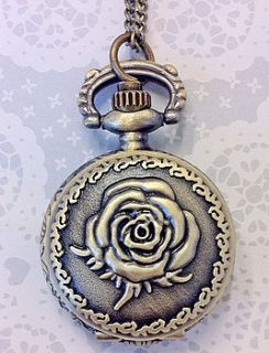 floral rose vintage pocket watch necklace by sugar + style