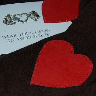red heart shaped suede elbow patches by hunter gatherer
