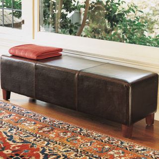 Hudson Leather Low Bench in Dark Brown