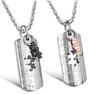 His or Hers Matching Set Titanium Couple Pendant Necklace Korean Love Style in a Gift Box  NK208 (Hers) Jewelry
