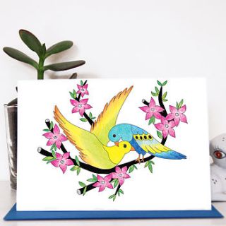 love birds greeting card by superfumi