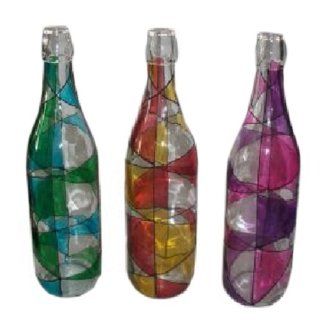 CATHEDRAL BOTTLE SET OF 3 ASSORTED   Home Decor Accents