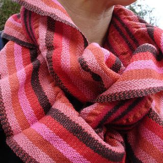 handwoven stripey ruffle scarf by sally weatherill