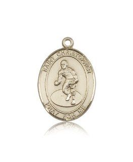 JewelsObsession's 14K Gold St. Christopher Wrestling Medal Jewels Obsession Jewelry