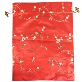 Wrapables Beautiful Embroidered Silk Travel Bag for Lingerie and Shoes, Red   Color Shoe Bags