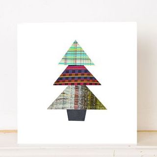 oh christmas tree greetings card by laura fletcher textiles