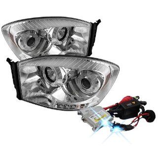 High Performance Xenon HID Dodge Ram 1500 / Ram 2500/3500 Halo LED ( Replaceable LEDs ) Projector Headlights with Premium Ballast   Chrome with 10000K Deep Blue HID Automotive